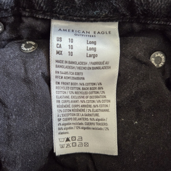 American Eagle Strigid Super High Rise Ultra Wide Leg Jeans 10 Long Black Denim - Picture 8 of 13